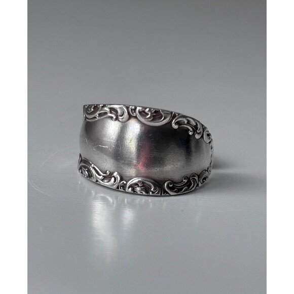 Handmade Antique Silver Plated Spoon Ring: Rogers Bros Savoy, Size 9.5 - Picture 1 of 7